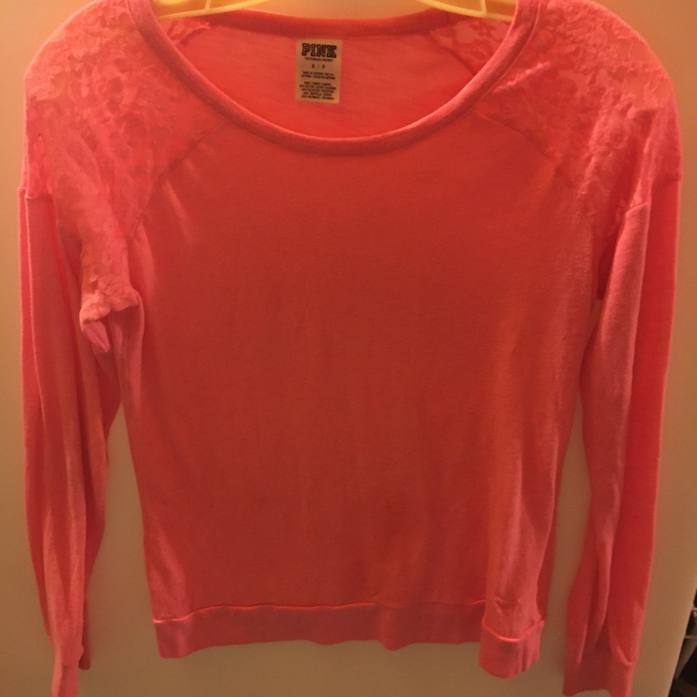 Pink Victoria secret long sleeve with lace
